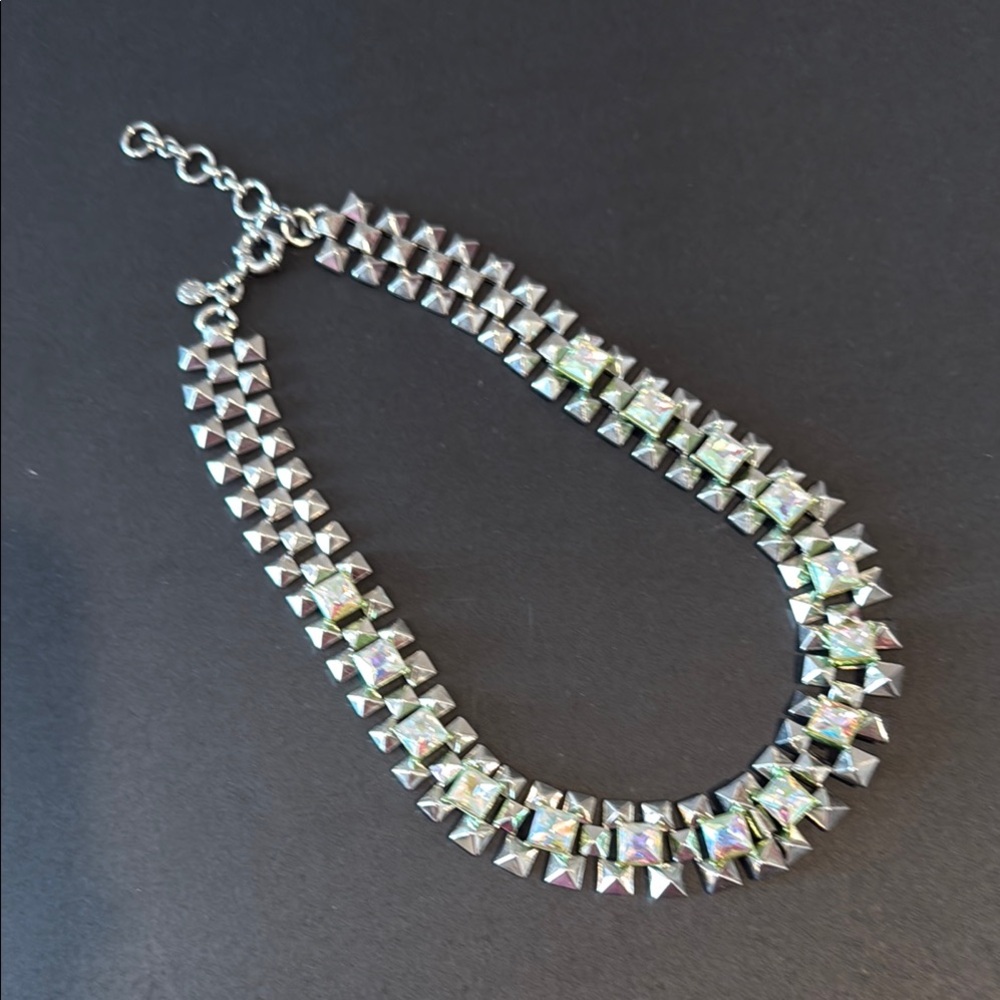 J.  CREW CRYSTAL GRID CHAIN NECKLACE - Picture 2 of 4